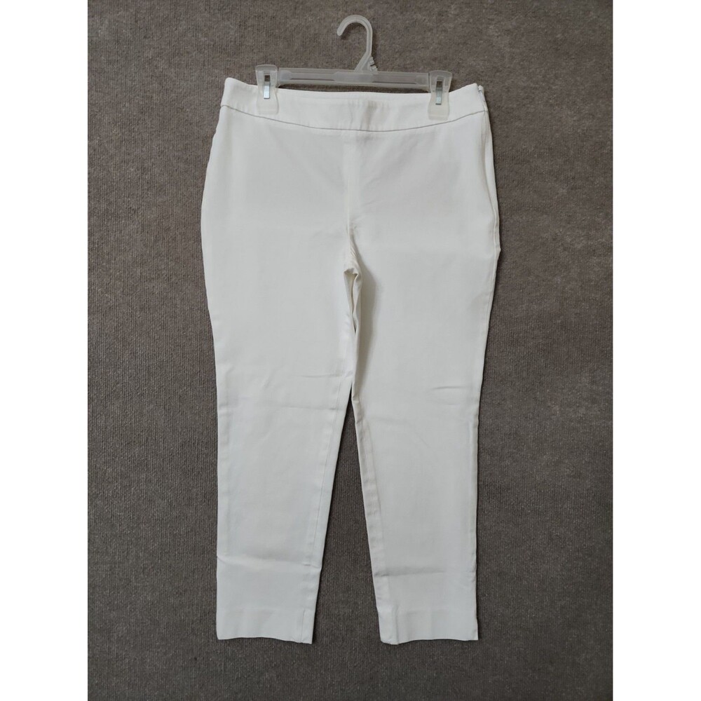 Talbots Chatham Ankle Dress Pants Womens 10 Petite White Side Zip Stretch